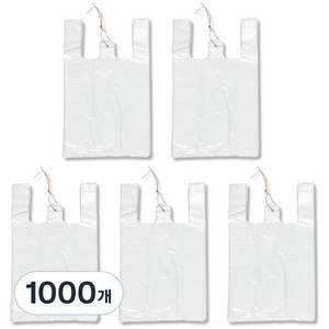 애니돌 손잡이 마트 비닐봉투 유백, 1000개, 8L