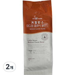 커피빈스 미디엄 클래식 블렌드 원두커피, 1kg, 2개, 홀빈(분쇄안함)