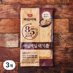 바른어묵 85% 실꼬리돔사각 어묵, 180g, 3개