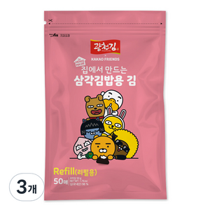 광천김 카카오 삼각김밥김 리필용 50p, 50g, 3개