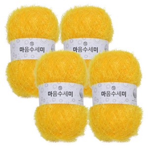 연일섬유 마음수세미 펄 뜨개실, 20 옐로우, 4개