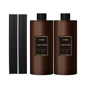 쿤달 퍼품 디퓨저 리필 2개+섬유스틱 14개, 아카시아모링가, 500ml, 1세트