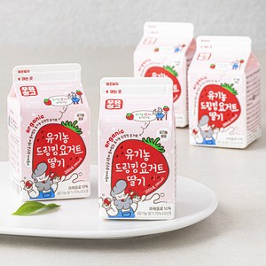 우유창고 유기가공식품 인증 딸기 드링킹 요거트 4개입, 800ml, 1개