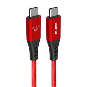 블레이즈 C to C 100W USB3.2 20Gbps 고속 충전 케이블 PD3.2, 3m, 레드, 1개