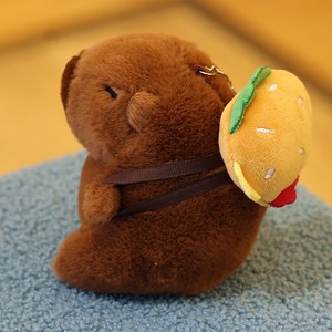 다다랜드 뚠빵한 키링 인형, 12cm, 햄버거 카피바라, 1개