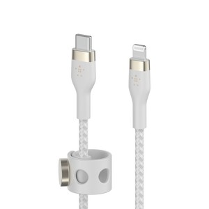 벨킨 프로 플렉스 USB-C to 라이트닝 아이폰 고속 충전 케이블 CAA011bt1M, 1m, 화이트, 1개