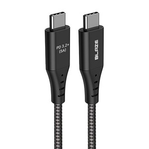 블레이즈 C to C 100W USB3.2 20Gbps 고속 충전 케이블 PD3.2, 3m, 블랙, 1개