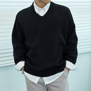 언탭트 남성용 M~2XL 6컬러 V브이넥 오버핏 니트