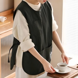 이네랑 심플 주방 방수 조끼형 앞치마, 1개, 블랙