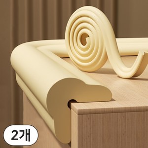 리빙메이커 말랑 쿠션 잘라쓰는 W 아기 모서리 코너 보호대, 2개, 아이보리