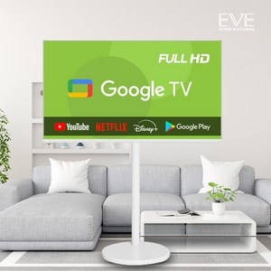 이브이 109cm FHD 43형 스마트 구글TV 화이트 삼탠바이미 셋트, 고객직접설치, 스탠드형, 43인치 FHD 구글TV 화이트