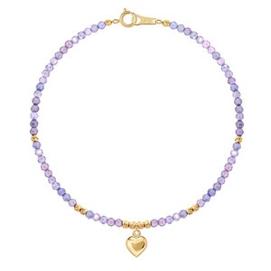 [골드팡] 14k 글로시 통통하트 비즈 팔찌 (당일도착) 데일리 하트참포인트 여성 우정팔찌 고급컷팅볼 레이어드 얇은금팔찌 여름 썸머주얼리