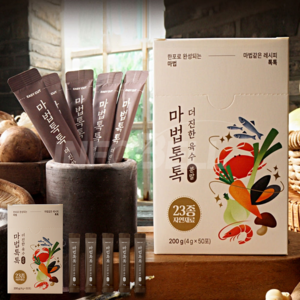 [인포벨 홈쇼핑]장미화 마법톡톡 더진한 육수 분말 스틱 샤브샤브 조림 볶음 요리 간편 만능 조미료 가루, 100개, 4g