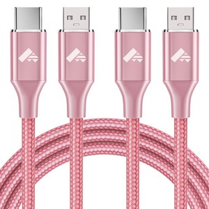 아이오네우스 USB to C타입 3A 고속 충전 데이터 전송 케이블 RE-CB-DT, 2개, 분홍색, 1m