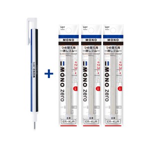 TOMBOW 톰보 모노 제로 샤프식 지우개 홀더1개+리필3개, 1세트, 라운드)스탠다드1개+리필3개