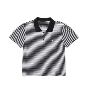 로라로라 여성용 STRIPE COLLAR HALF 티셔츠