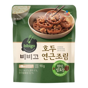 CJ 제일제당 비비고 호두연근조림 [깔끔하게 맛있는] 즉석반찬 간단한요리 장류 반찬류, 3개, 90g