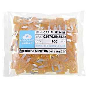 미니 카휴즈 자동차용 퓨즈 리틀휴즈 소형 블레이드휴즈 ATM DC 32V Ca Fuse Littelfuse Mini Auto Blade Fuse, 10개, 미니 25A