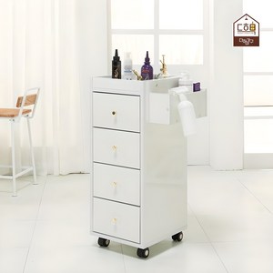 오아라 화이트 4단 서랍 트롤리 이동식 트레이