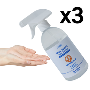 닥터블루데이에스 뿌리는 손소독제 알콜 스프레이 대용량 hand sanitize 500ml, 3개, 500g