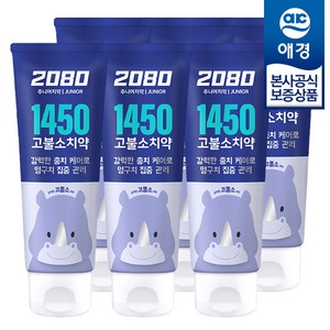 2080 일사오공 고불소 주니어 치약, 80g, 6개