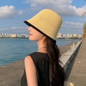 DODOLE 여성 데일리 투톤 니트 짜임 버킷햇
