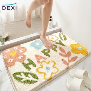 DEXI 부드러운 도톰 극세사 욕실 화장실 현관 미끄럼방지 논슬립 프리미엄 욕실 발매트, White