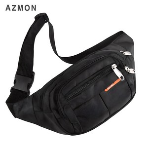 AZMON 캐주얼 원컬러 멀티포켓 미니힙색 2.5L, 블랙, 1개