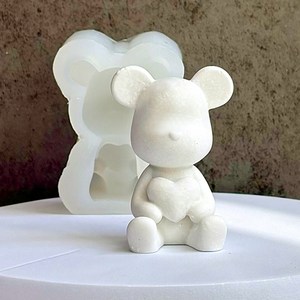 석고방향제 비누몰드-하트베어브릭몰드(몰드색상랜덤)