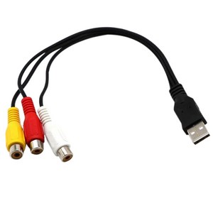 USB to 3RCA 케이블 USB Female to 3 RCA Rgb 비디오 AV 복합 어댑터 변환기 TV PC DVR 용 케이블 코드 커넥터 리드, 하나, 검은 색, 1개, 검은색