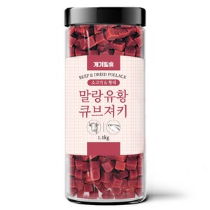 개기월식 말랑 유황 큐브 져키 강아지간식, 소고기+황태, 1.1kg, 1개