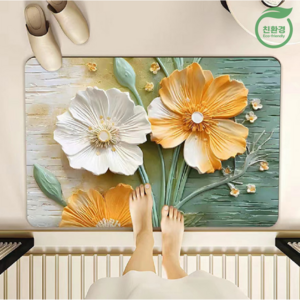 유니드 입체 꽃그림 욕실발매트 규조토 빨아쓰는, 노루귀, 1개