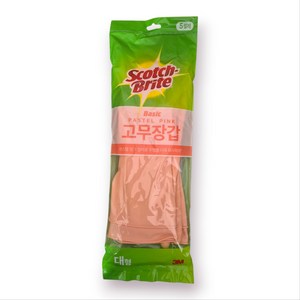 스카치브라이트 베이직 고무장갑 5개입, 파스텔핑크, 대(L), 1세트