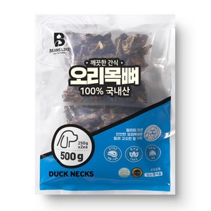 빈즈라이크 목뼈 강아지 간식, 오리, 500g, 2개