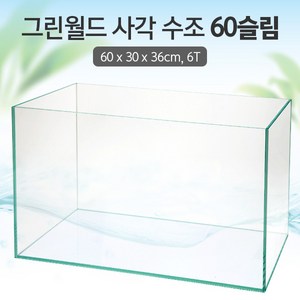 그린월드 사각 수조 60슬림 (6T) (일반) (60x30x36)+우레탄매트서비스, 1개, 일반