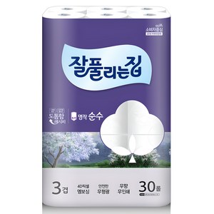 잘풀리는집 명작 순수 3겹 고급롤화장지, 30m, 30개입, 1개