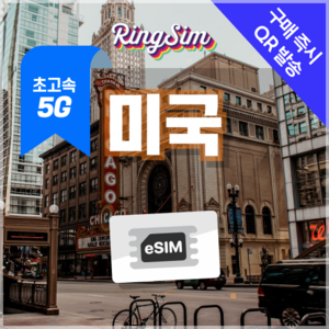 링심 미국이심 5G속도e심 종량제 뉴욕 LA 여행 esim 유심, 1개, 5G 20GB 종량제, 10일