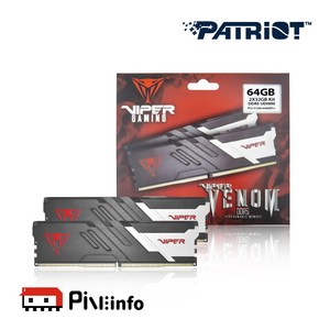 패트리어트 VIPER VENOM DDR5 64G PC5-51200 CL32 6400MHz (32GX2) 듀얼패키지 파인인포 (하이닉스 칩 내장), 2개