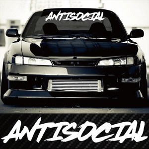 ANTISOCIAL 레터링 스티커 자동차 앞유리 휀다 커스텀 튜닝 데칼스티커, 블랙, 1개, 블랙