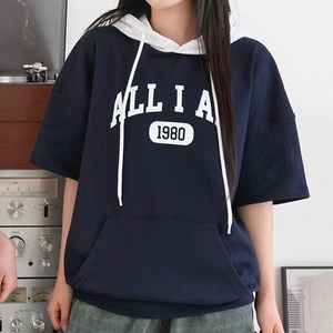 [키140/키150/키160] 키키코 올아이엠반팔후드티 오버핏 후드 반팔티 레터링 반팔 후드티 배색 티셔츠