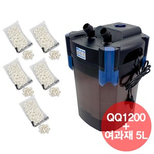 QQ아쿠아 외부여과기 QQ1200 BC1200 + 여과재 5리터 풀세트, 1개, 15W