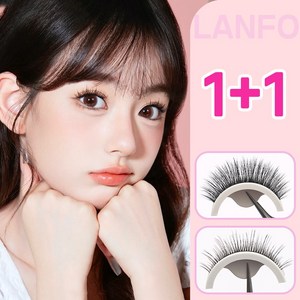 LANFO 원터치 속눈썹 5D 자연스러운 노글루 속눈썹 1+1쌍, 2개, 5D01*1+5D07*1