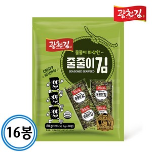 어린이집 유치원 추천 바삭한 줄줄이김 80매x16봉 한박스, 80g, 16개