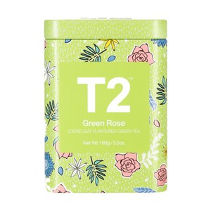 T2 티투 그린 로즈 그린티 녹차 루스잎 100g Geen Rose Loose Leaf Icon Tin, 1개, 1개입