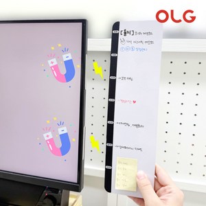 올지 자석 모니터 메모보드 2p 좌우측, 메모보드 3색마카 풀세트