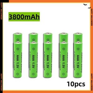 대용량 알카라인 충전식 배터리 1.5V AA AAA 3800mAh 4800mAh, 5) AAA 10pcs