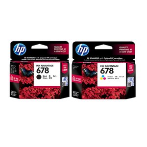 [HP] 완전 정품 DESKJET INK 2648 프린터전용 HP678검정+HP678칼라 잉크 세트, DESKJET2648 프린터전용 HP678검정+칼라잉크, 1개