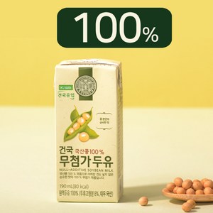 건국유업 국산콩 무첨가 두유, 190ml, 16개