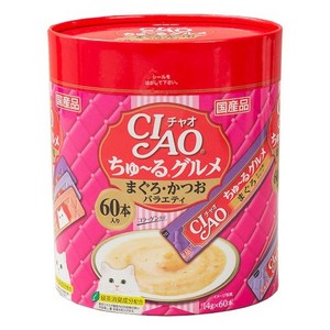 챠오츄르 고양이 간식 파우치, 혼합맛(참치/가다랑어), 14g, 60개