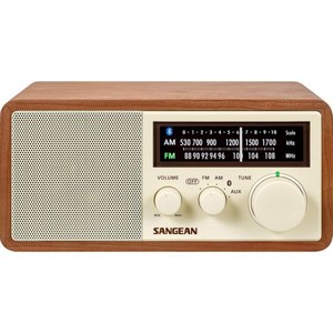 Sangean 산 WR-16SE AM/FM/블루투스/Aux-in/USB 폰 충전 45주년 특별판 나무 캐비닛 라디오 (다크호두 로즈골드) 오디오 야외, 우드